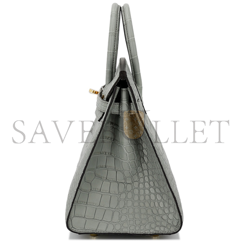 H**mes master birkin 20 crocodile leather crystal grey silver buckle h041350ck05 (20*15.5*11cm)